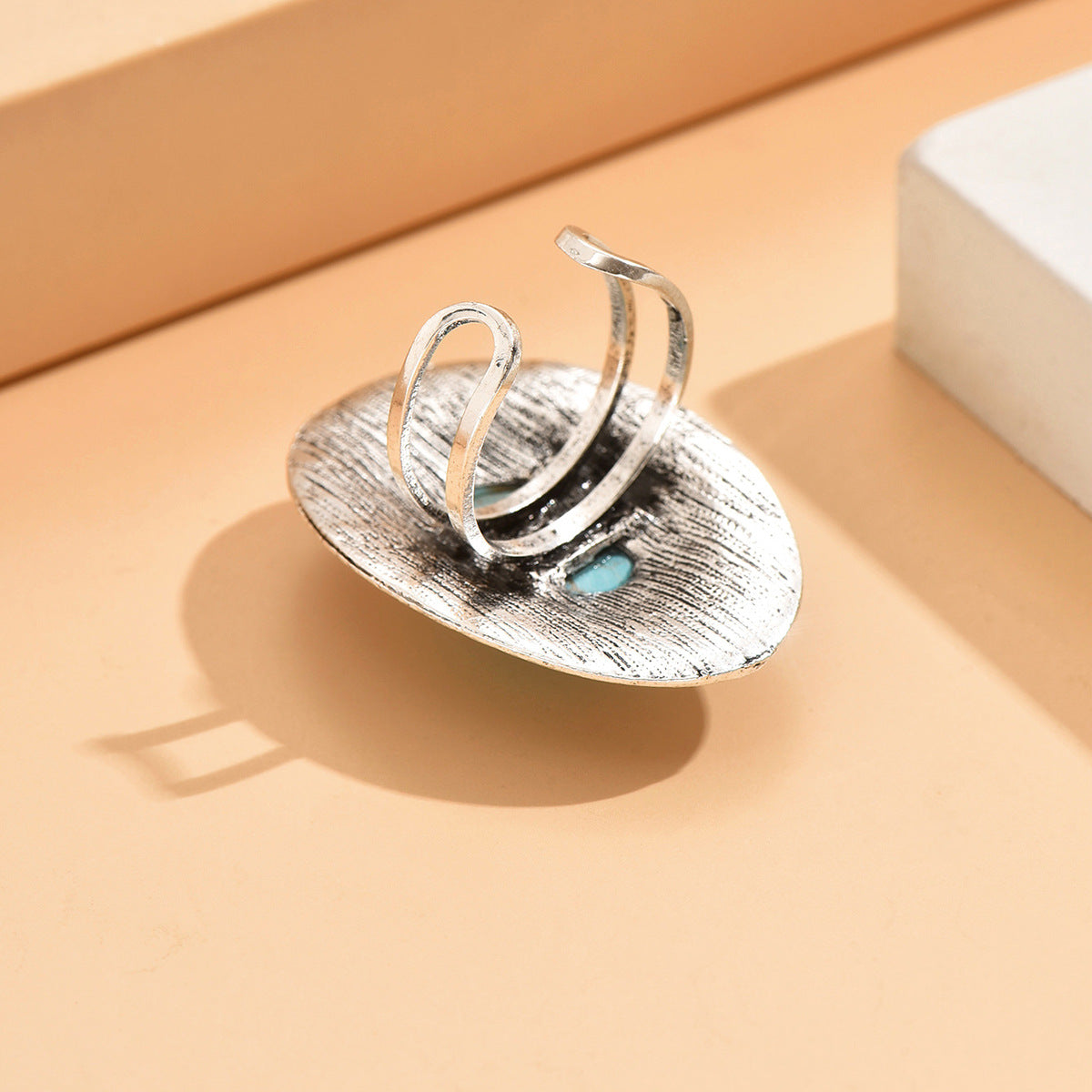 Underneath of silver turquoise ring