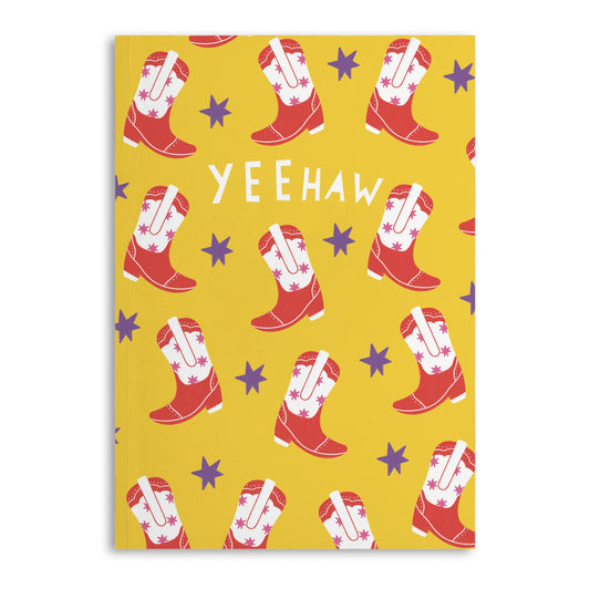 Vibrant yellow yeehaw A5 notebook