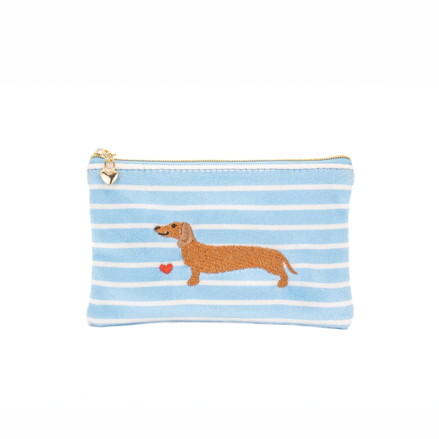 Blue and white striped suasage dog purse
