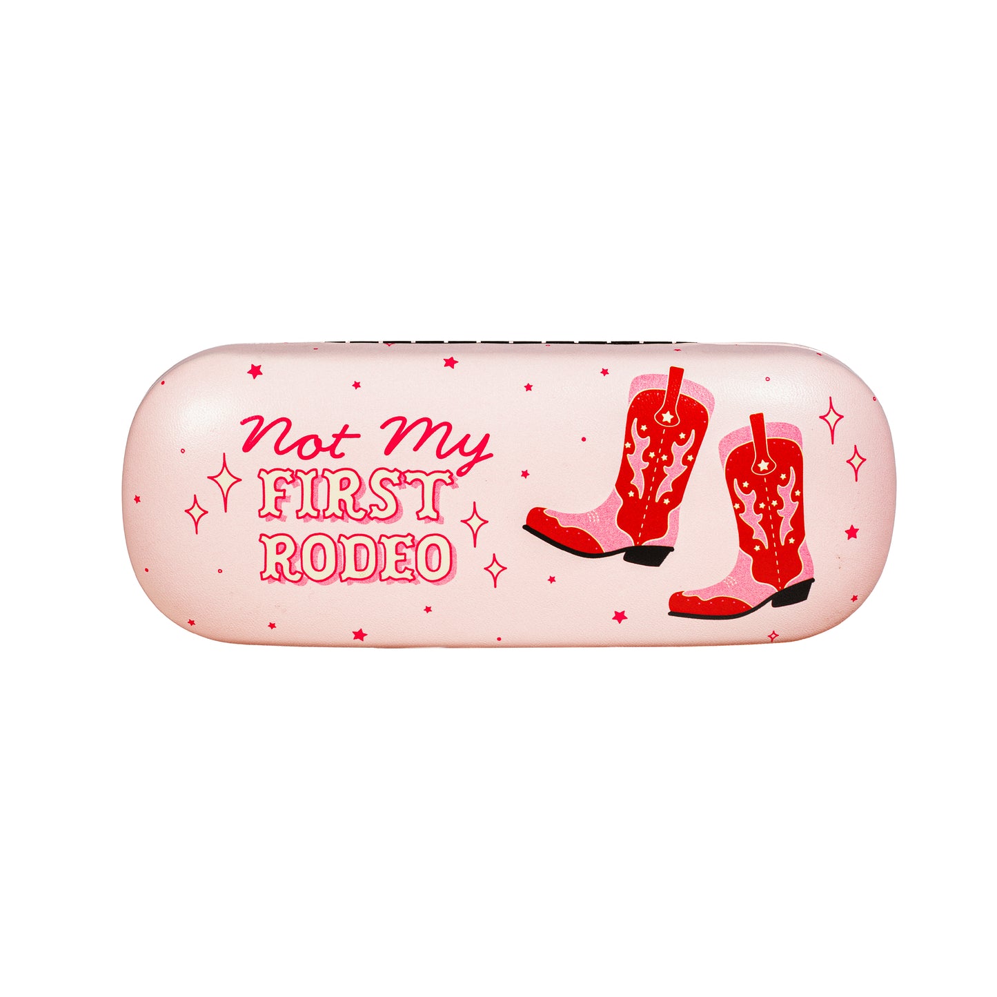 Now my first rodeo cowgirl cowboy boots pink glasses case