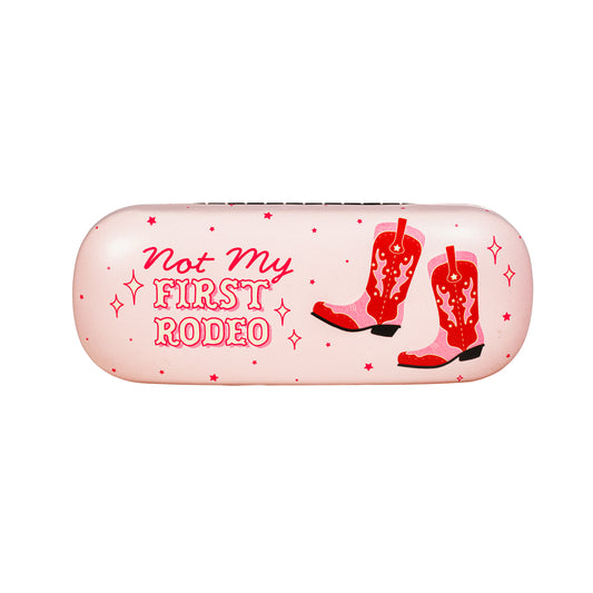 Now my first rodeo cowgirl cowboy boots pink glasses case