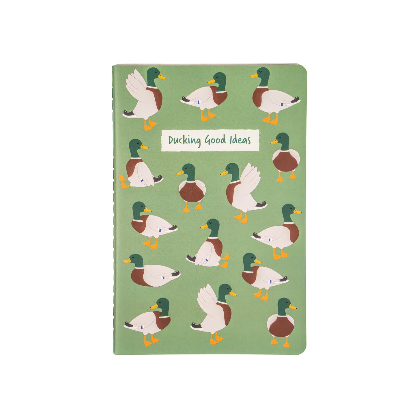 Ducking good ideas notebook featuring green mallard duck