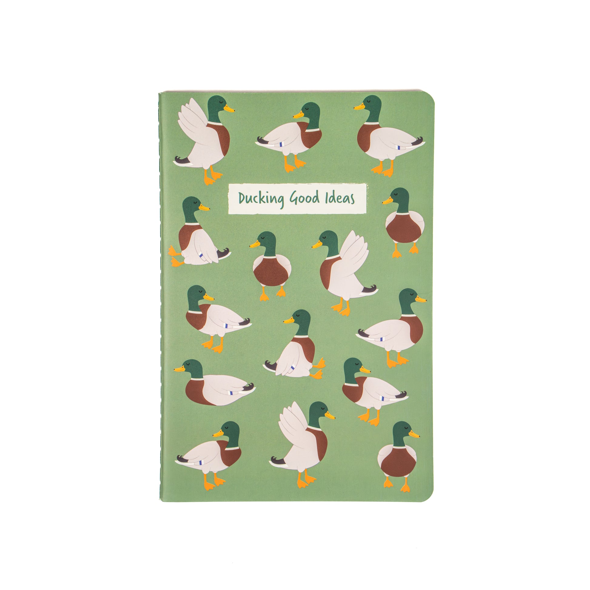 Ducking good ideas notebook featuring green mallard duck