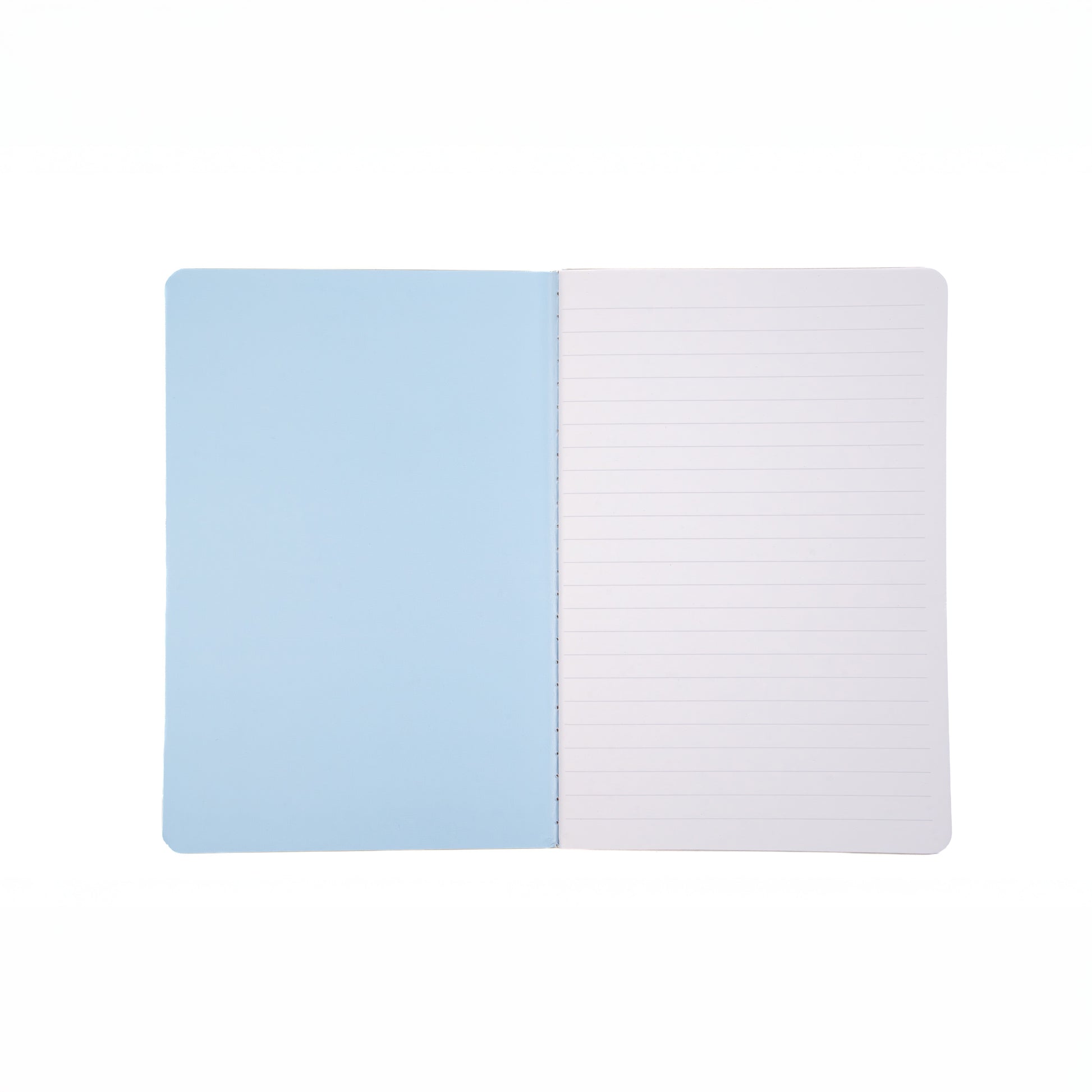 Blue inside cover and lined pages of sausage dog notebook