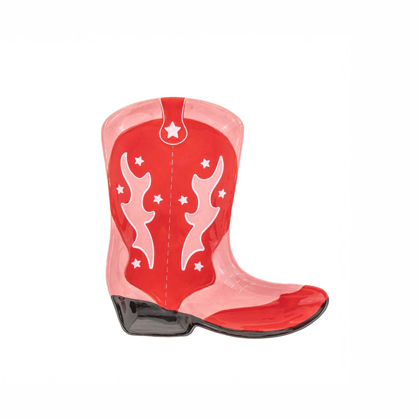 Red and pink western boot jewellery dish