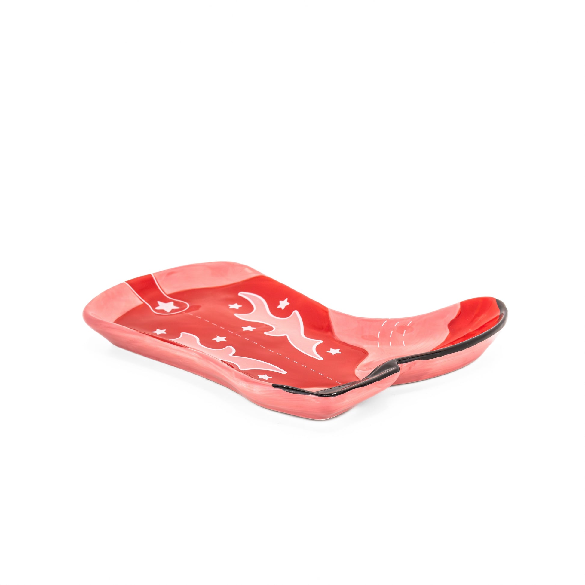 Red and pink cowboy boot trinket plate