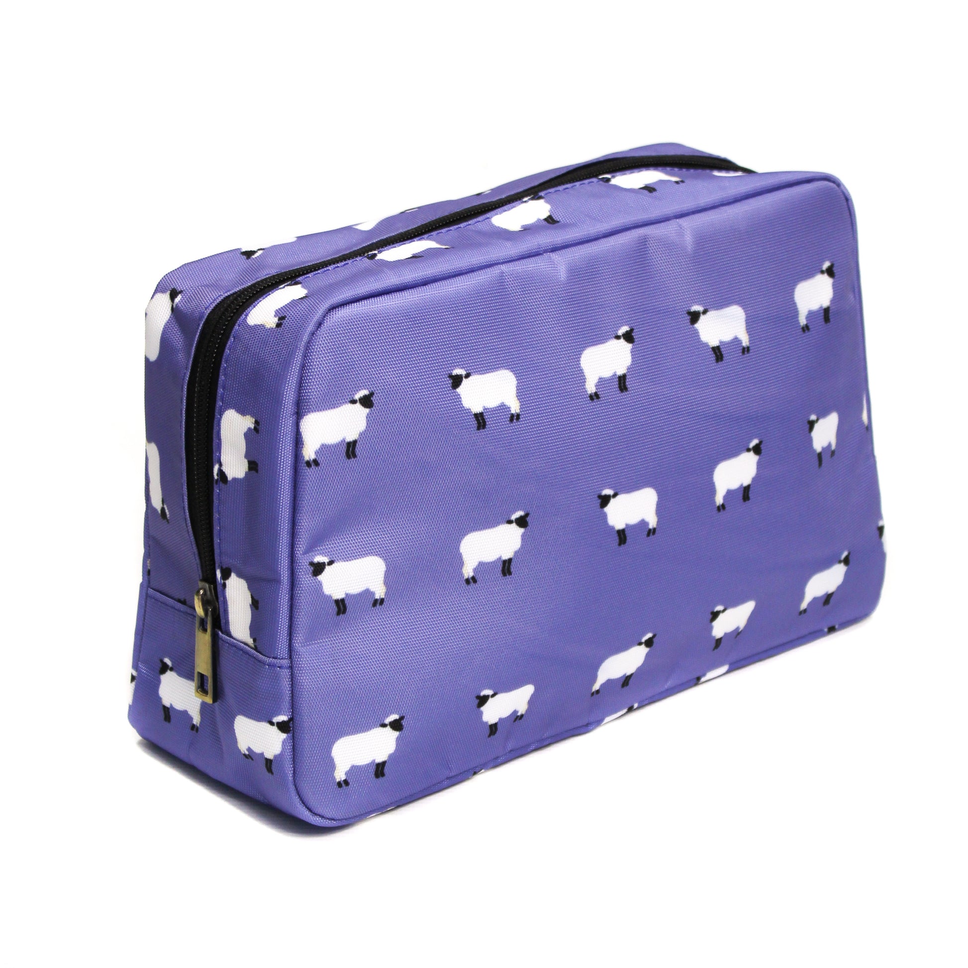 Purple sheep print toiletry bag