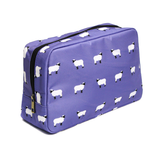 Purple sheep print toiletry bag