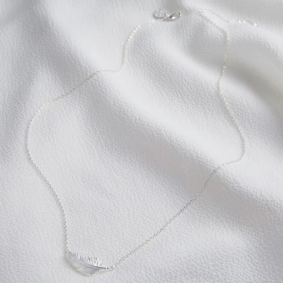 Full image of silver feather necklace