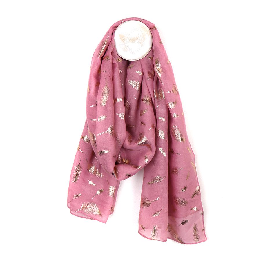 Pink Feather Foil Scarf