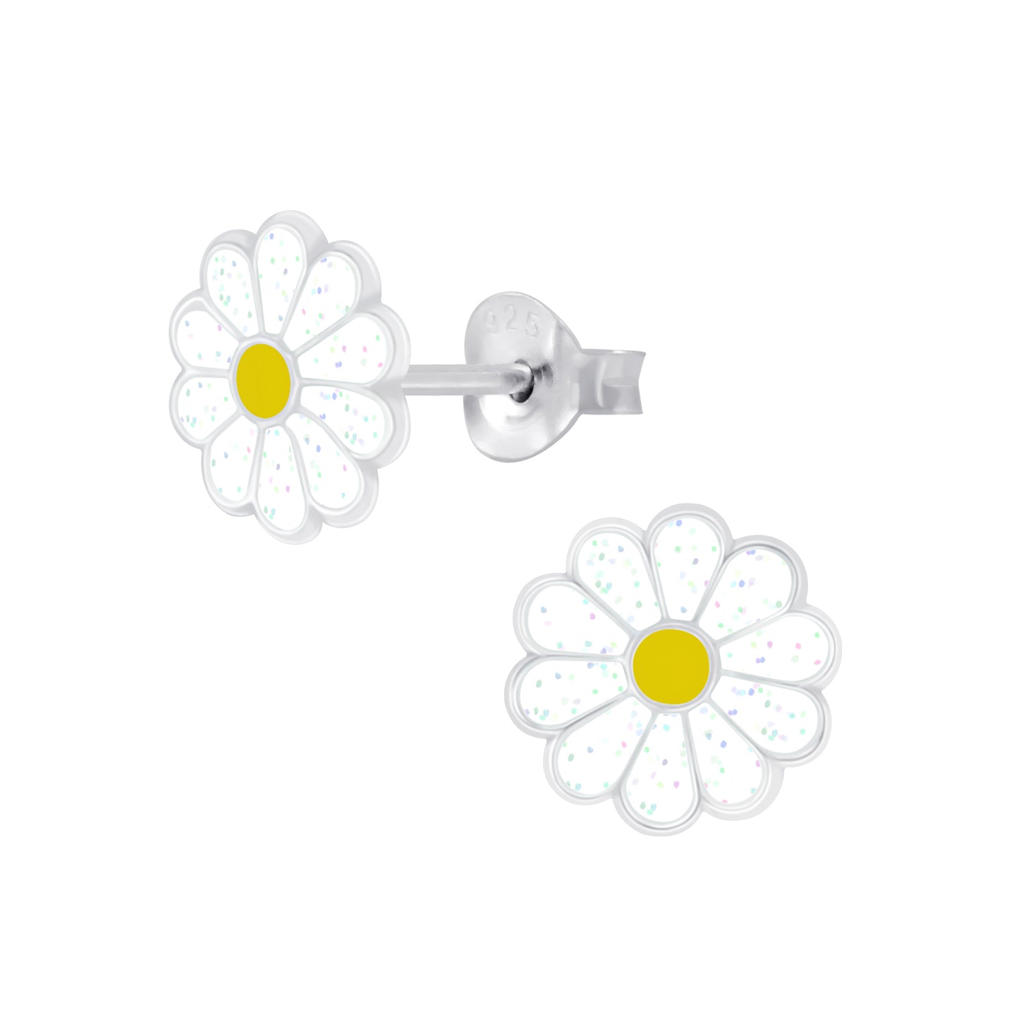 White Daisy Sterling Silver Earrings