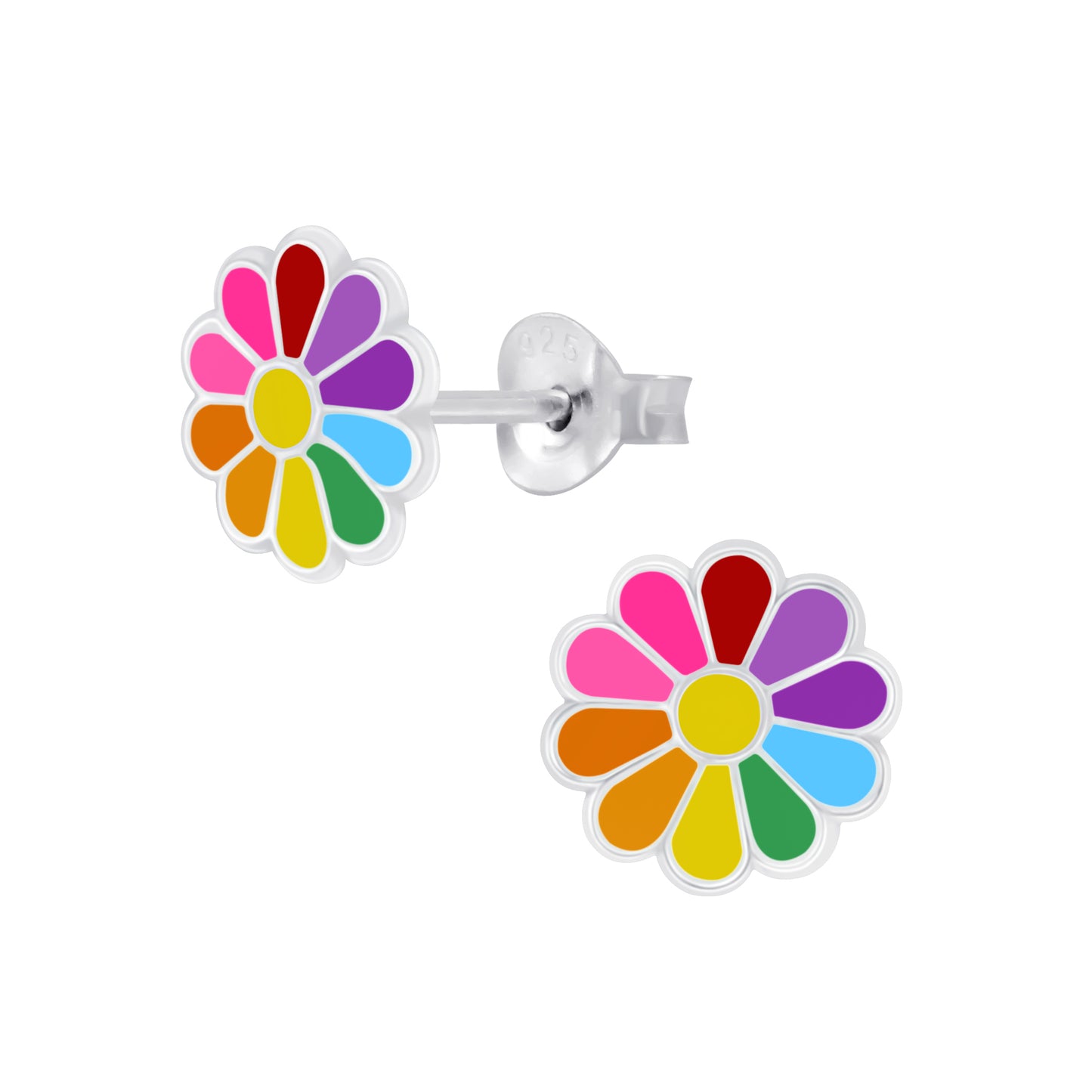 Rainbow Daisy Sterling Silver Earrings