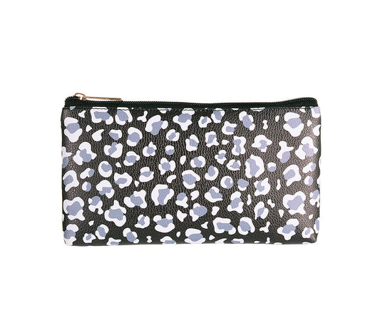 Small monochrome leopard print make up bag