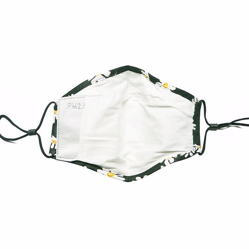 Inside of daisy print face mask