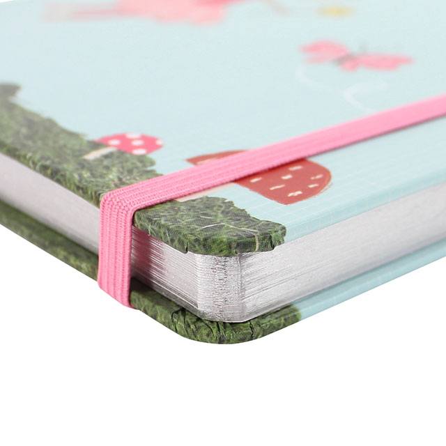 A5 hard cover notebook in blue with fairy design and slogan: Dreams and Wishes