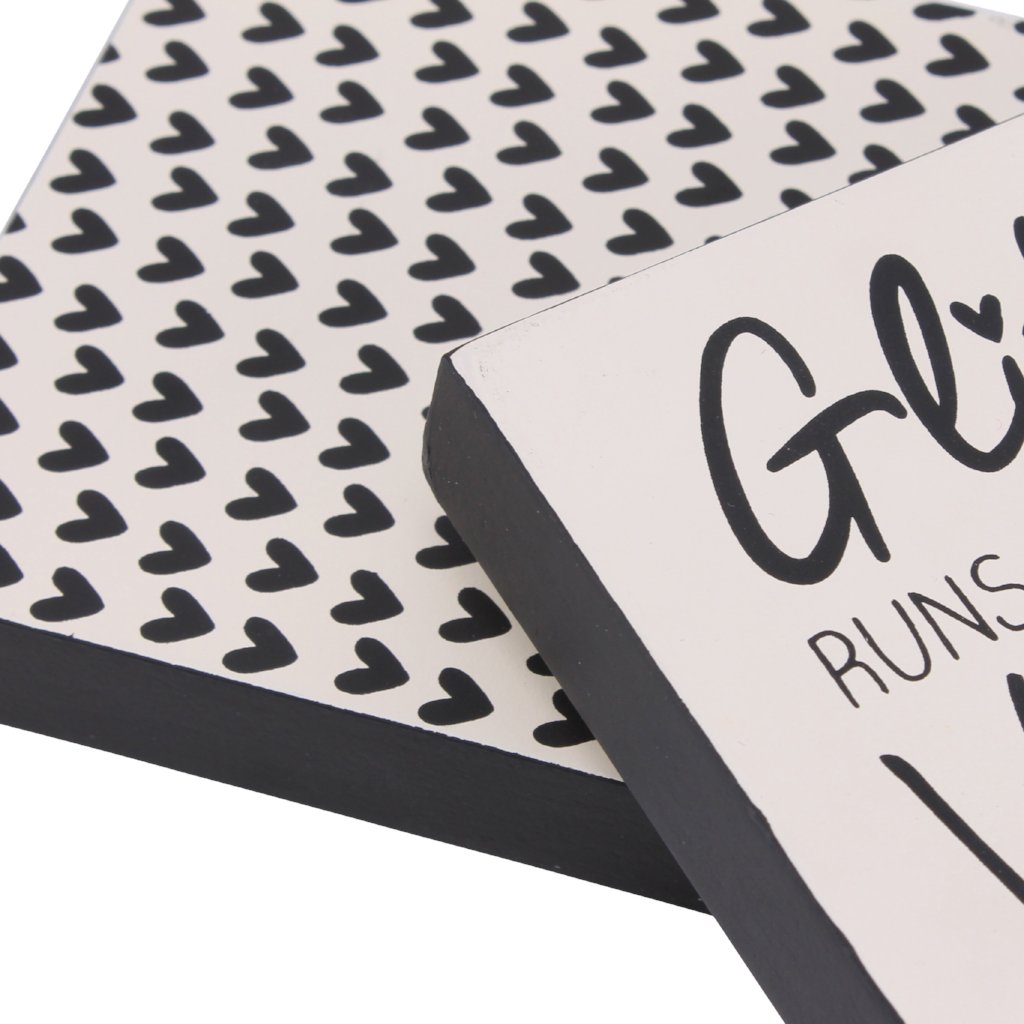 Wooden block with choice of slogan