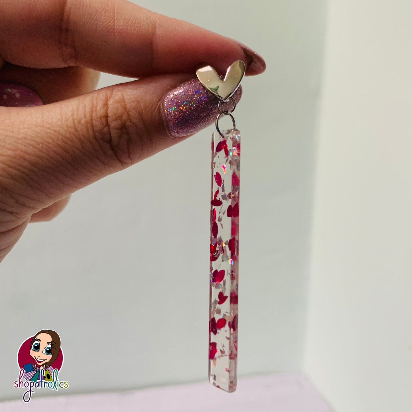 Close up of confetti drop earrings