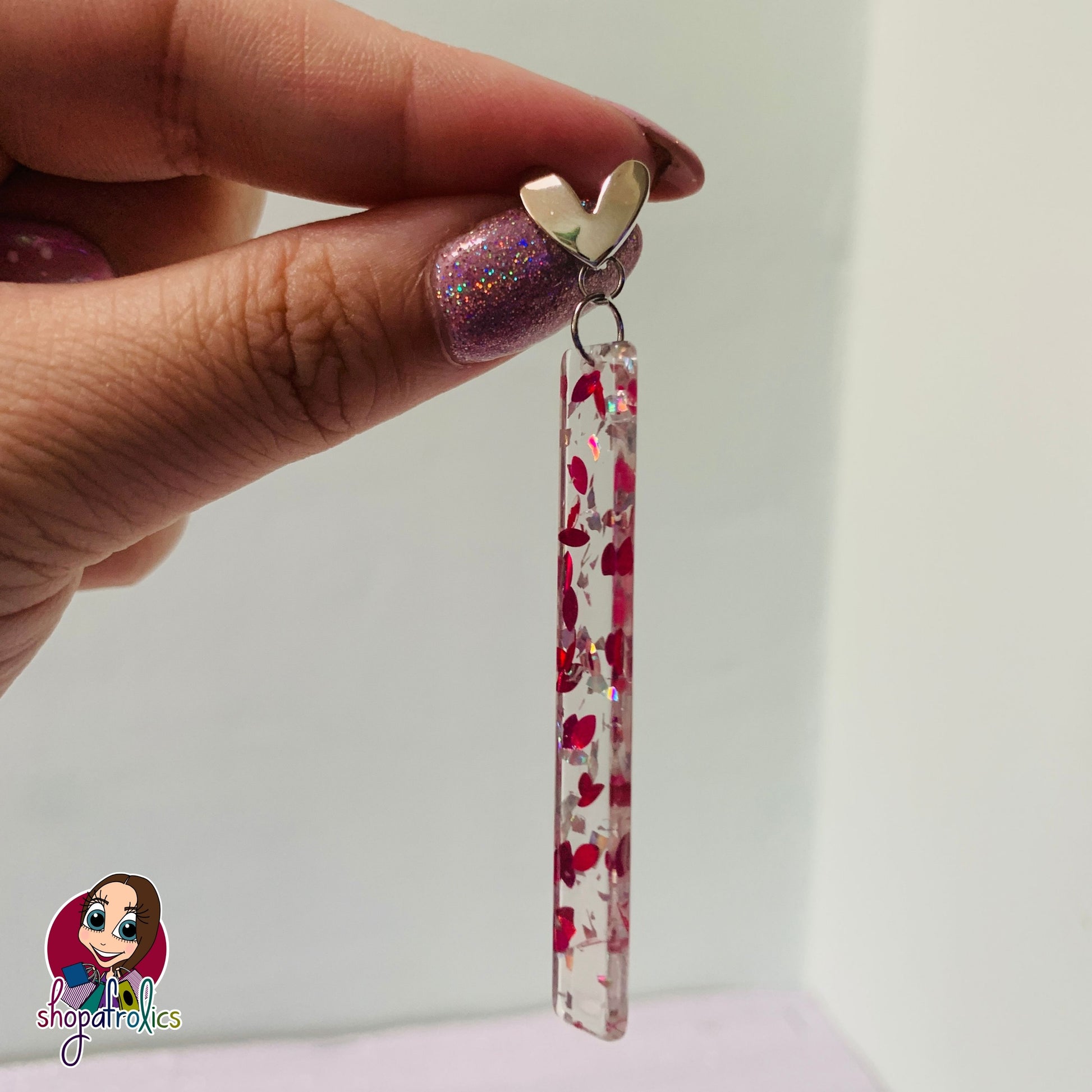 Close up of confetti drop earrings