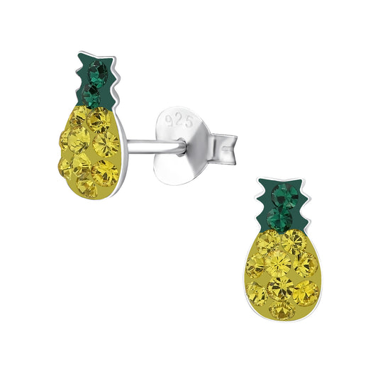 Crystal Sterling Silver Pineapple Earrings