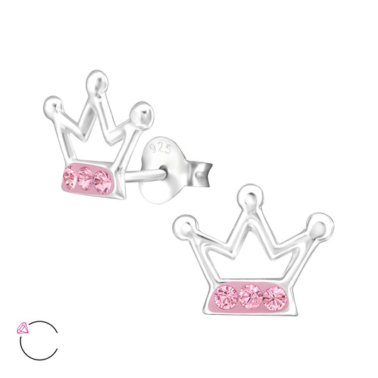 Crystal Sterling Silver Crown Earrings