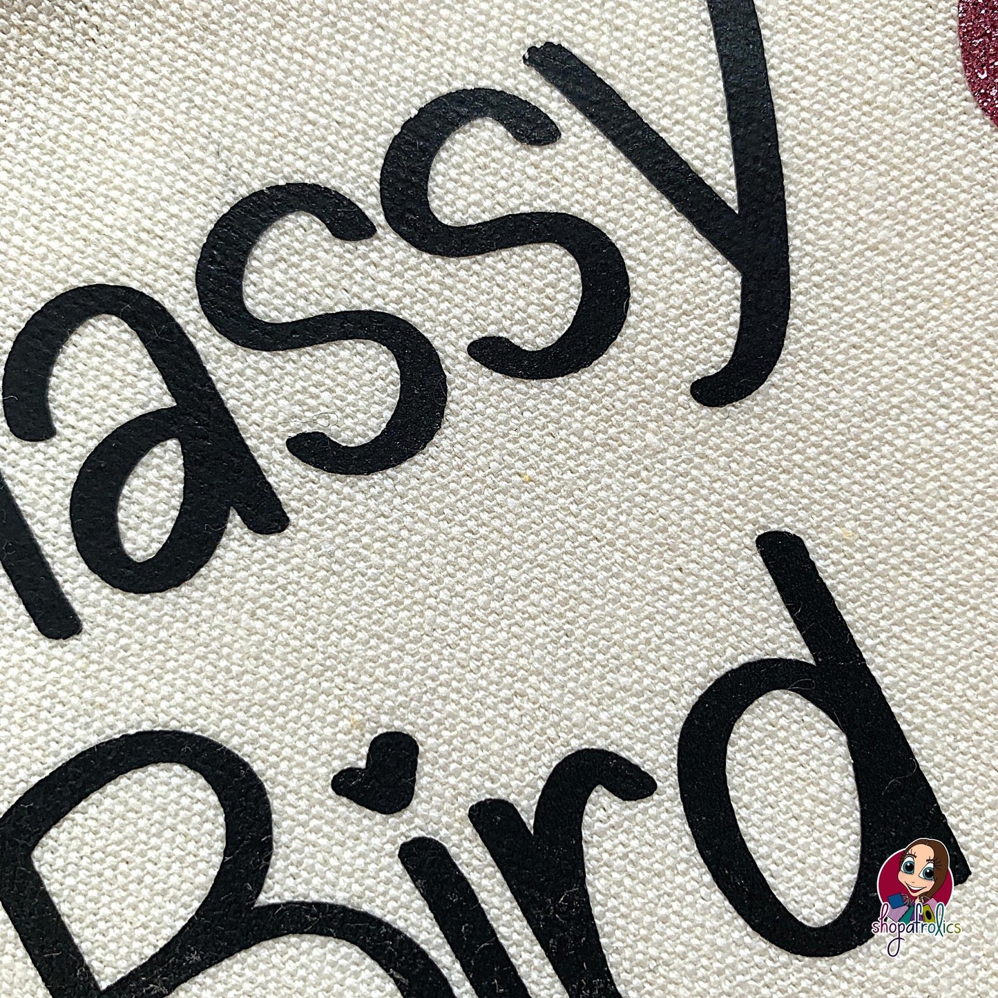 Close up of vinyl lettering 