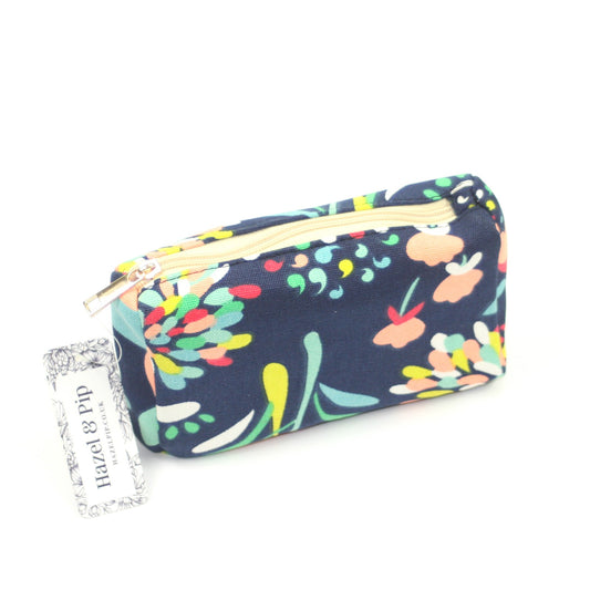 Vibrant dahlia retro print make up bag