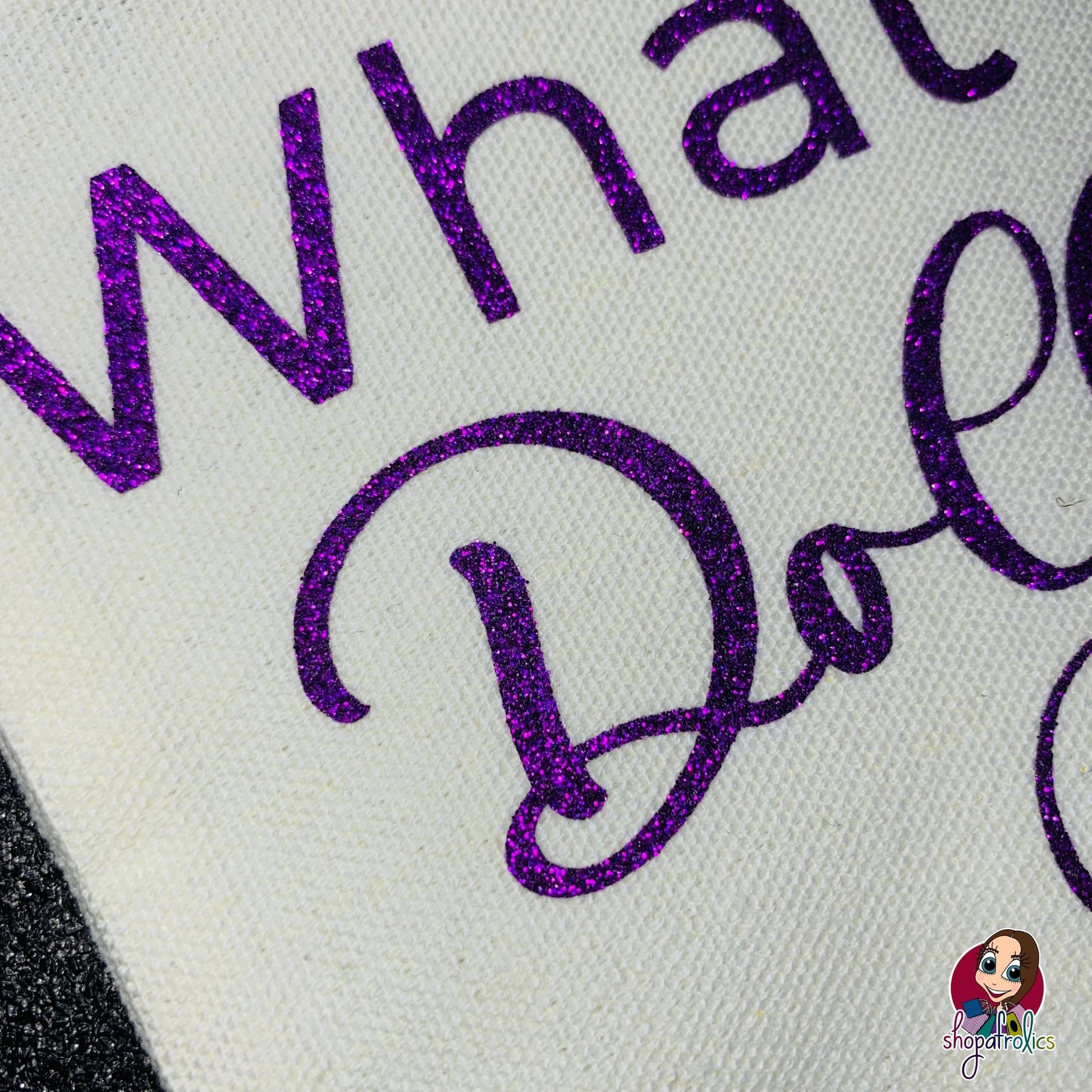 Purple lettering dolly parton country music inspired make up bag