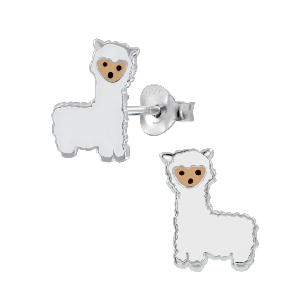 No drama llama here with our sterling silver earrings featuring a white llama.