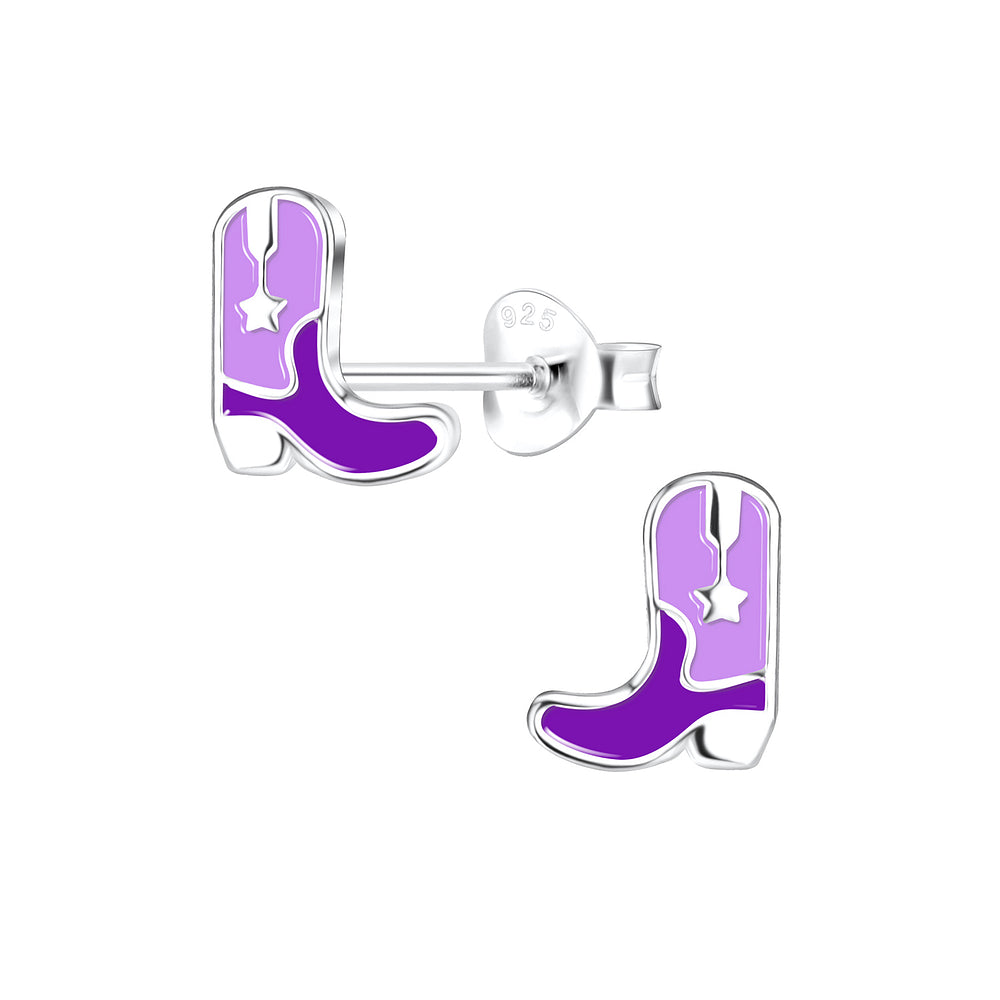 Purple Mix Cowboy Boots stud earrings 