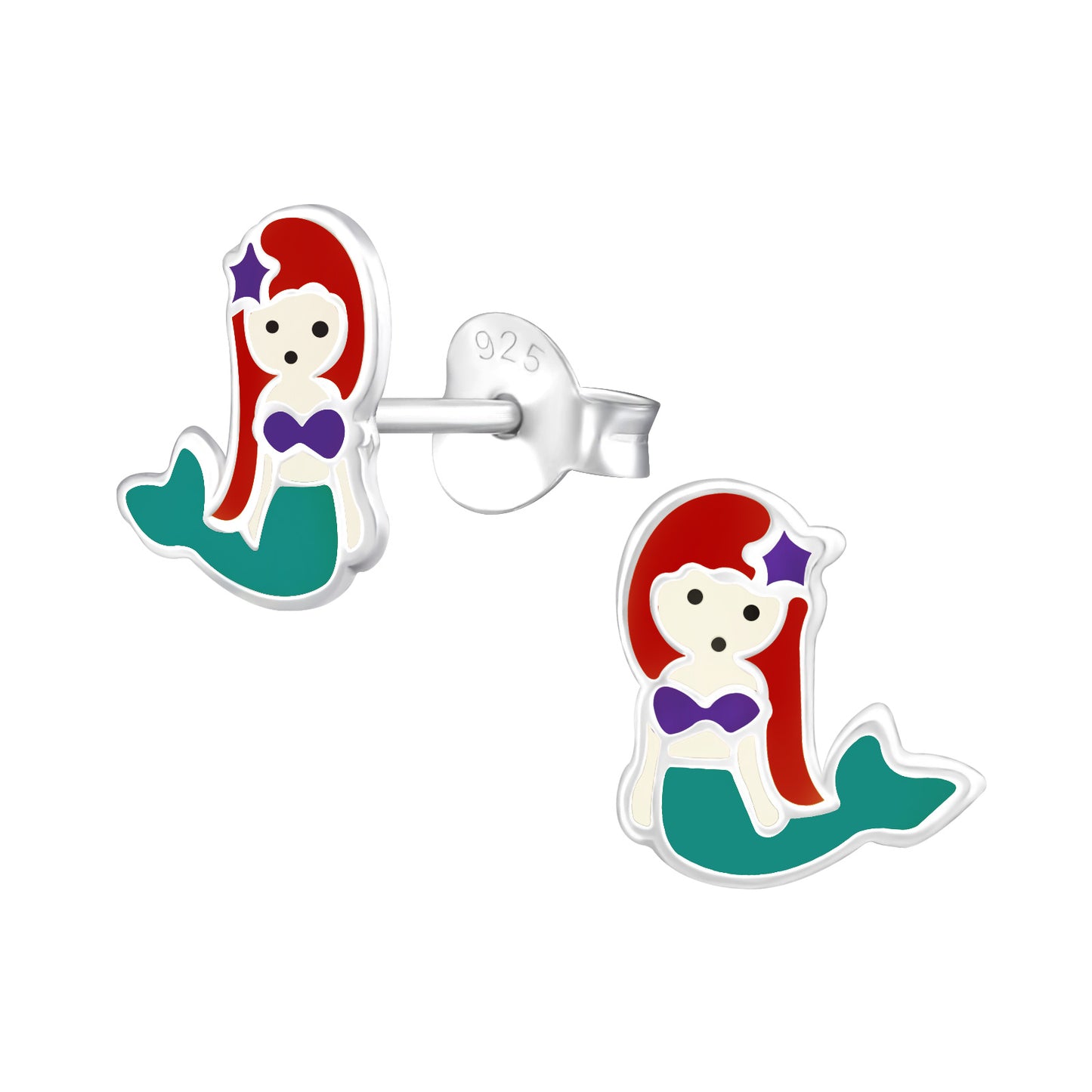 Mermaid Sterling Silver Resin Earrings