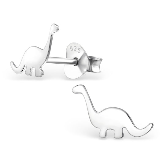 Sterling silver diplodocus dinosaur stud earrings