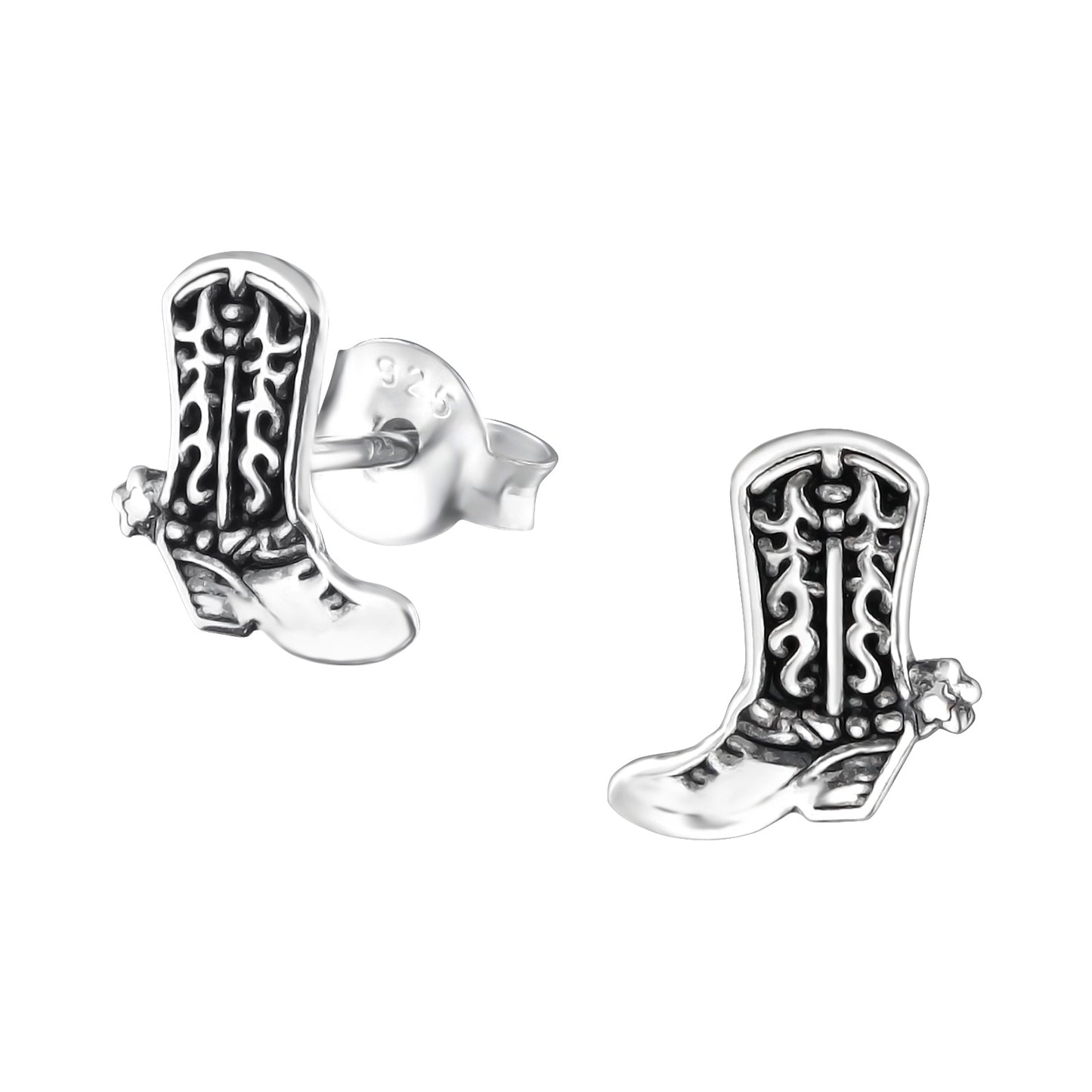 Western Cowboy Boots Sterling Silver Stud Earrings 