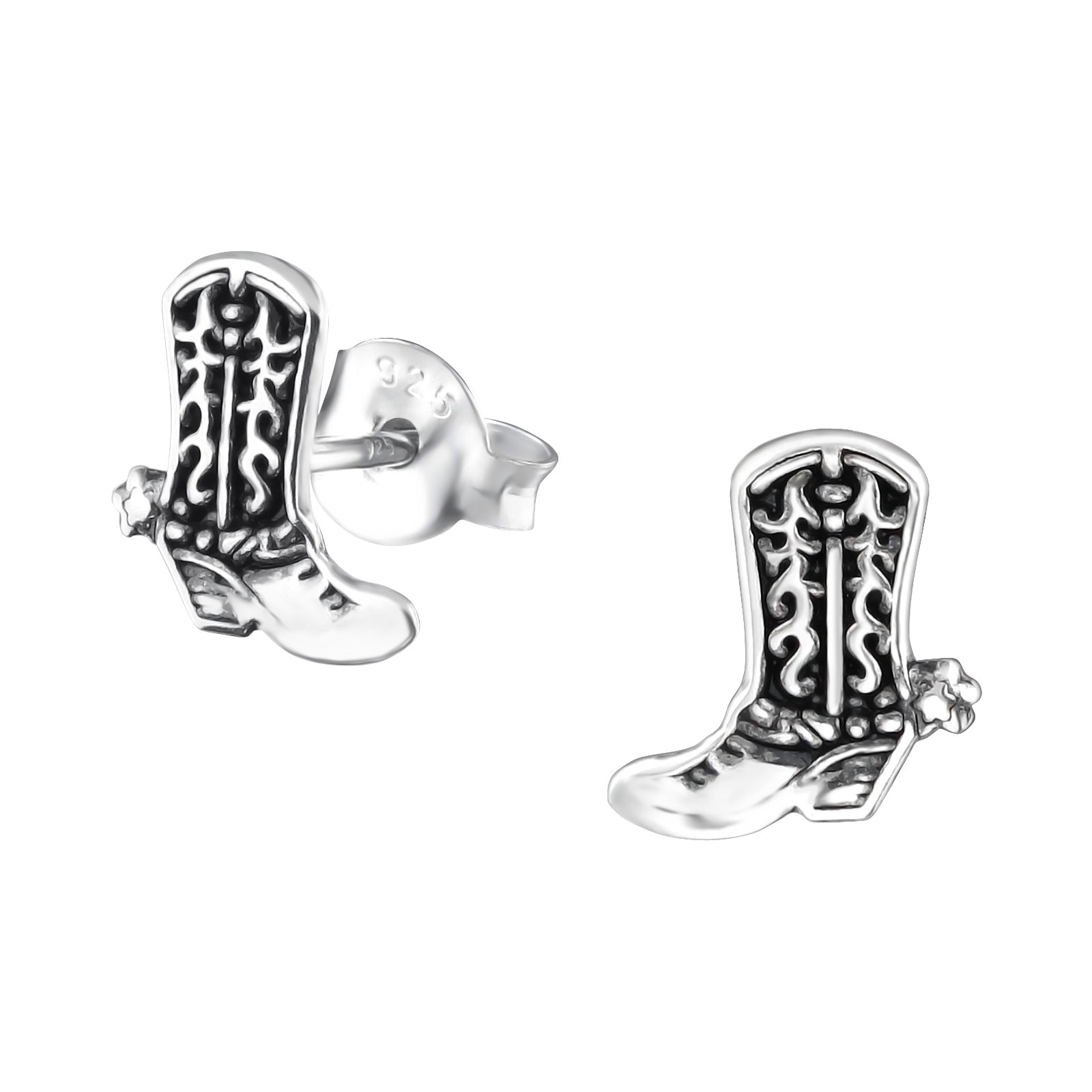Western Cowboy Boots Sterling Silver Stud Earrings 