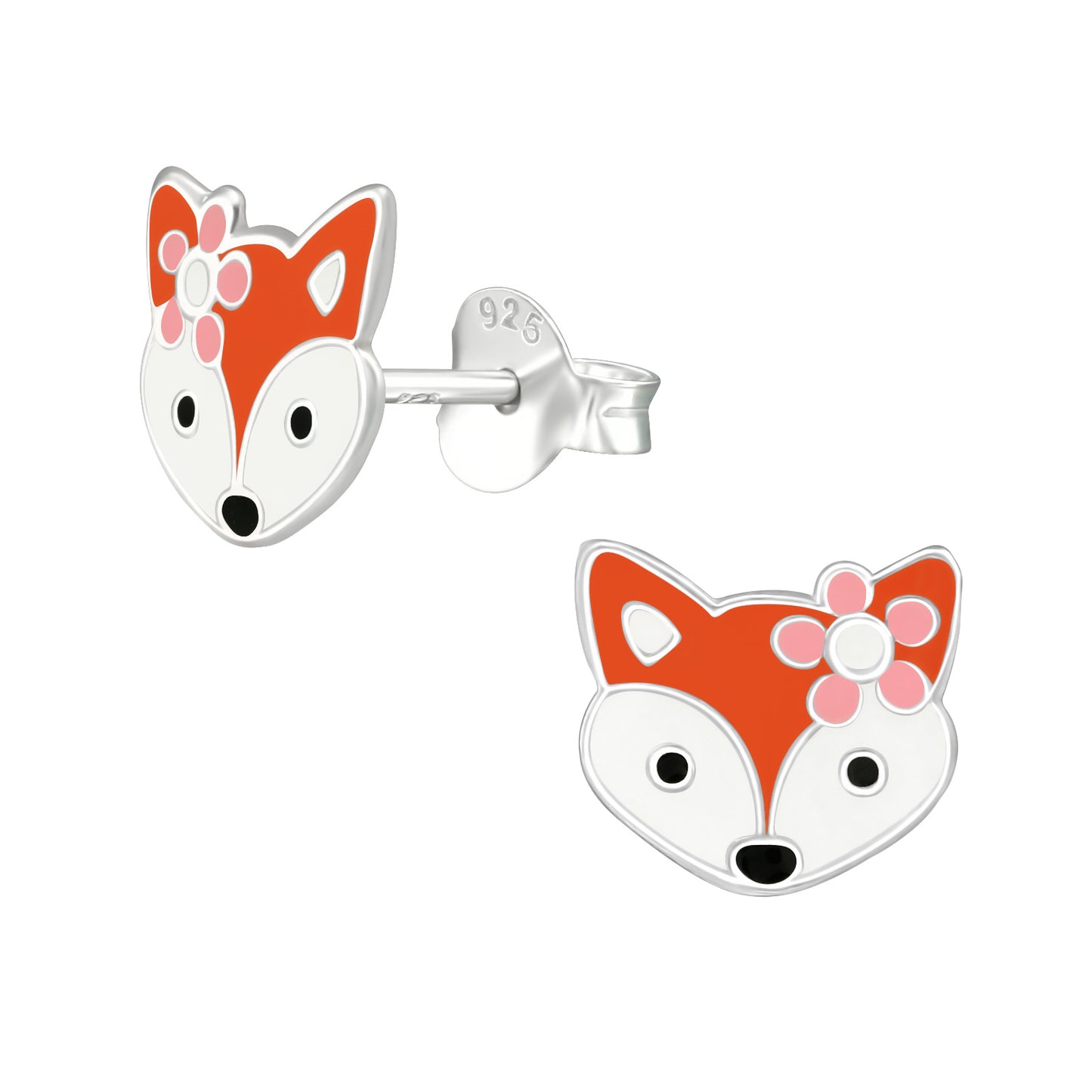 Fabulous vixen head with flower stud earrings.