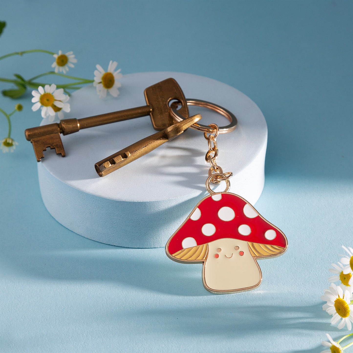 Mushroom Red and White Toadstool Keyring