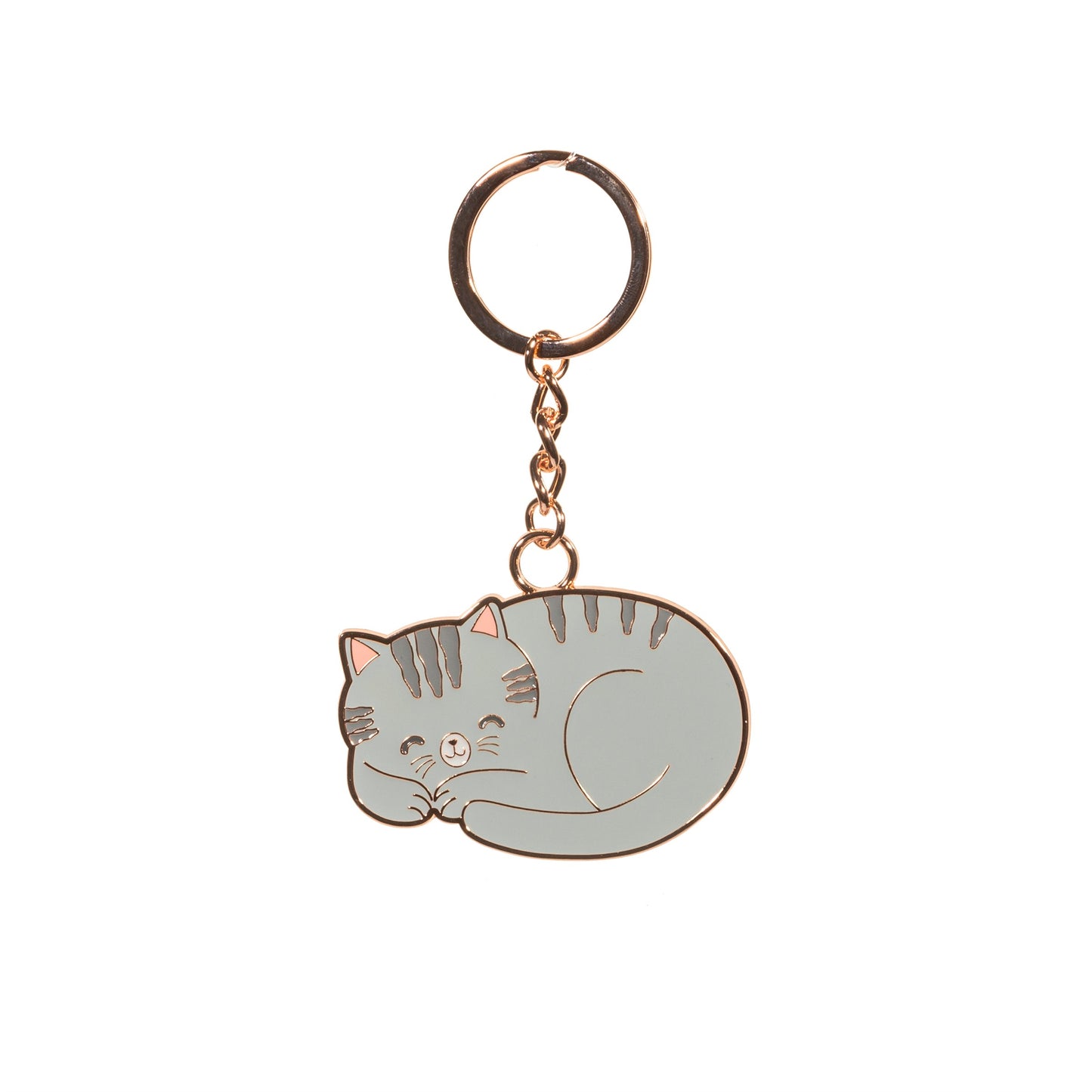 Grey sleeping cat keyring 