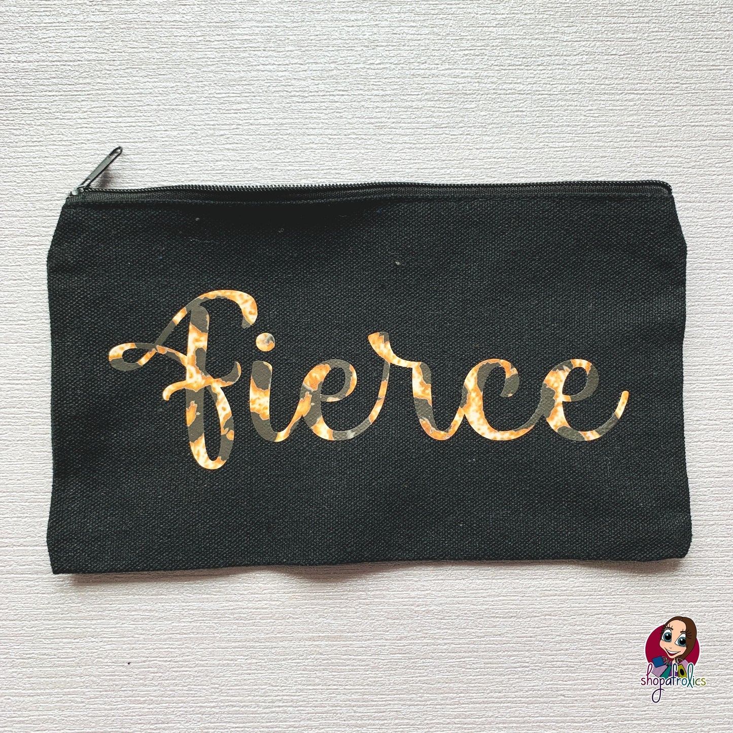 Fierce animal print make up cosmetic bag