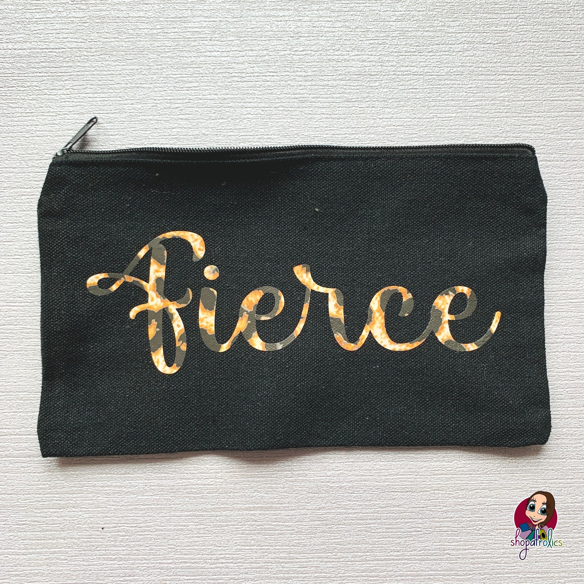 Fierce animal print make up cosmetic bag