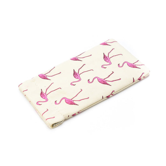 Pretty pink flamingo print sunglasses spectacles case.