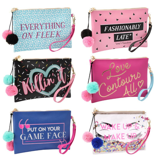 Large Beauty / Make Up Bag with wrist strap so could be used as a clutch bag / purse. Choice of designs.