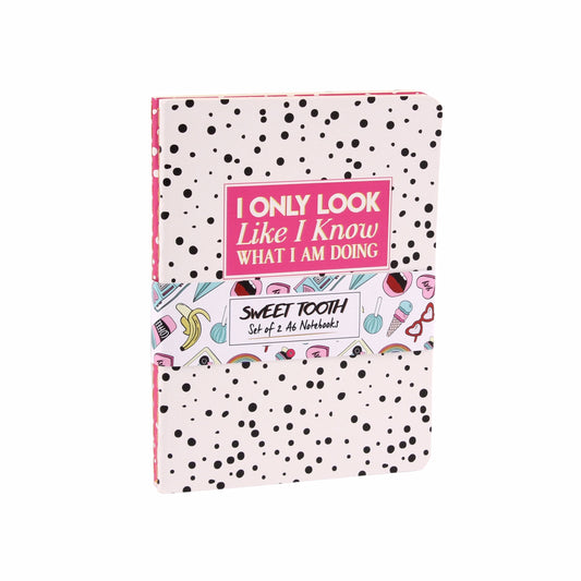 2 x A6 paperback notebooks with slogans  I only look like I know what I'm doing Be bold or italic never regular