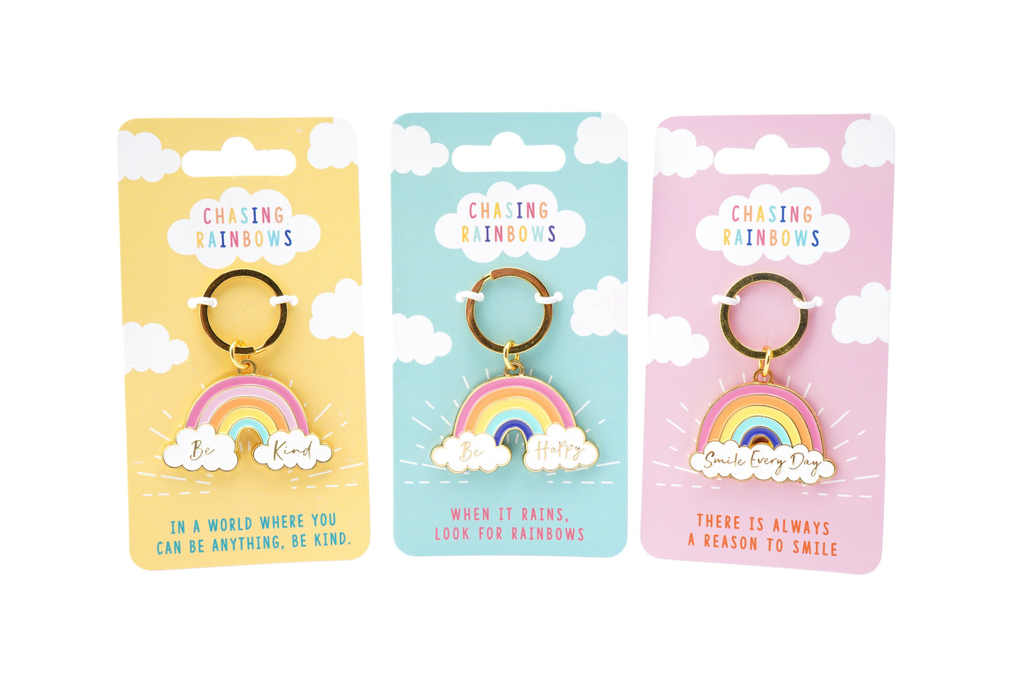 Chasing rainbows keyring on backing card
