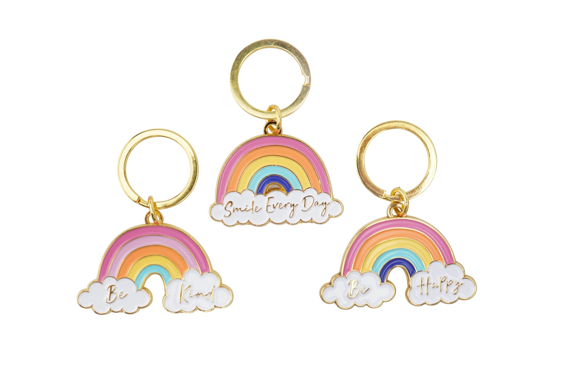 Pretty rainbow keyring with choice of slogans 