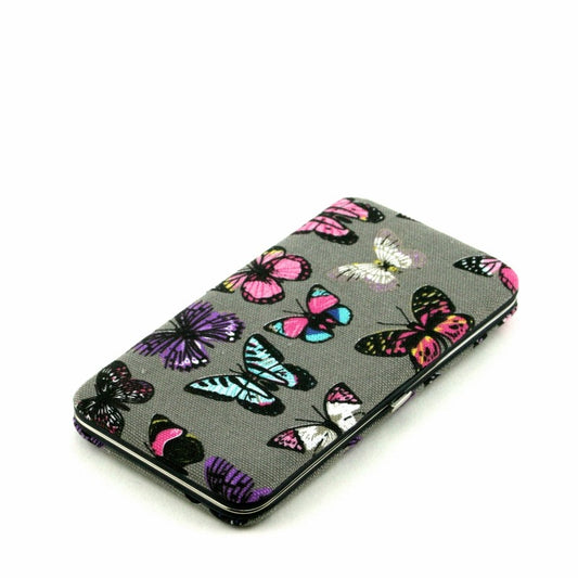 Grey snap shut purse in pretty butterfly design