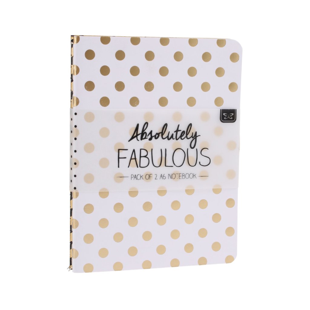 2 x A6 gold foil notebooks in zig zag & spot designs