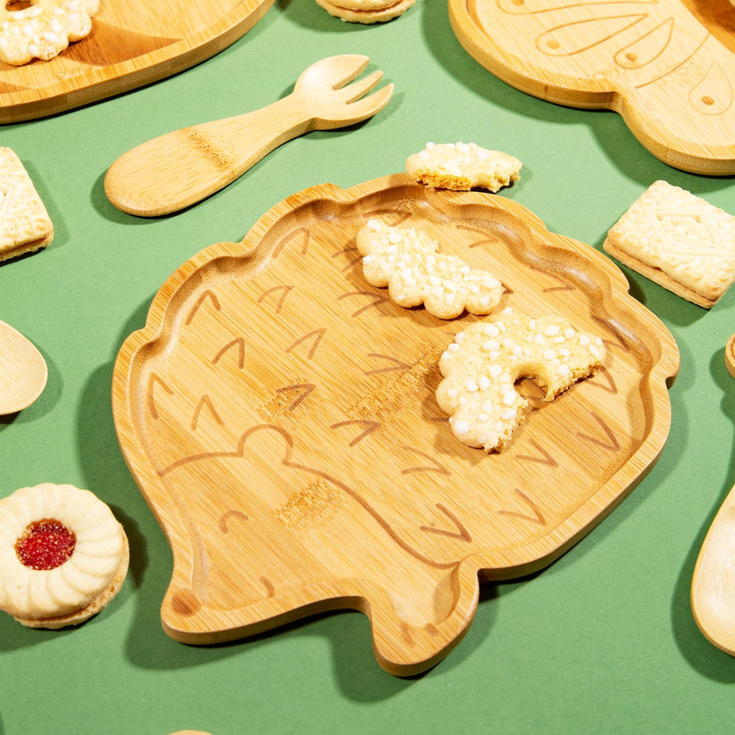 Lifestyle image of hedgehog children's eco friendly bamboo plate