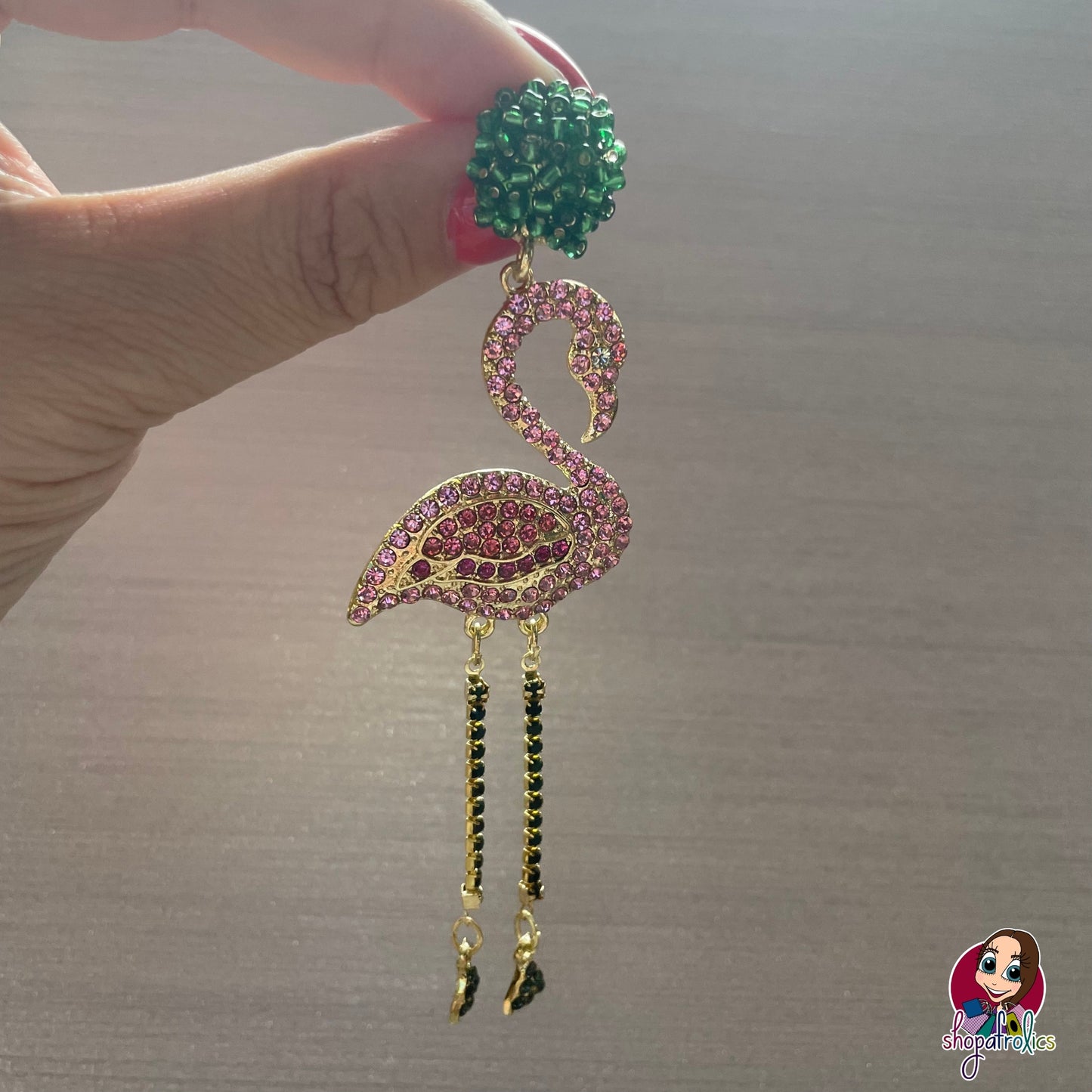 Fabulous  pink crystal flamingo earrings
