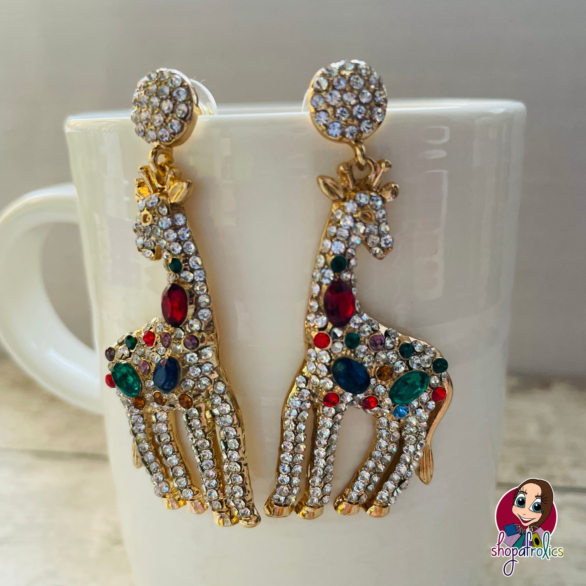 Large Crystal Giraffe earrings 