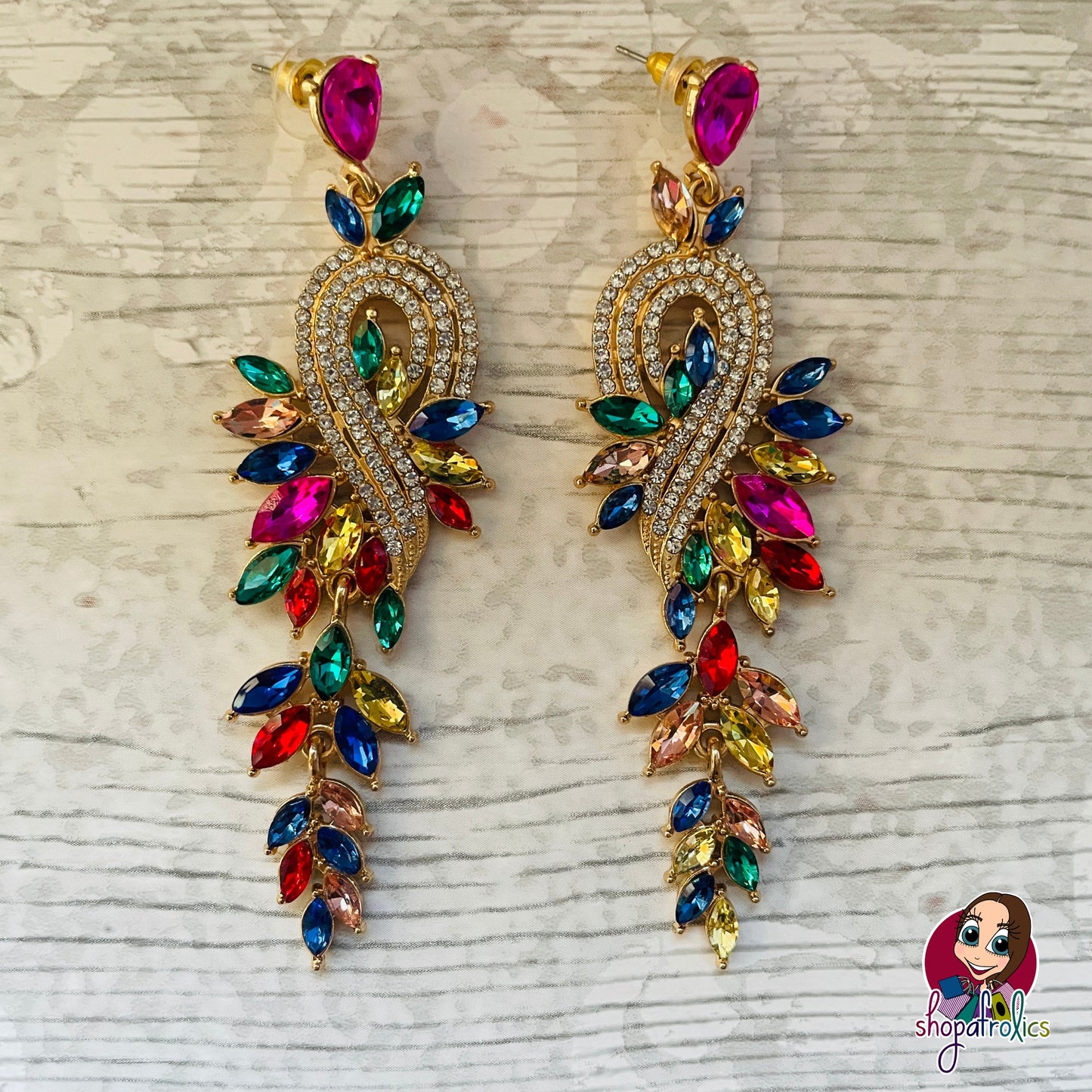 Multicolour chandelier drop earrings
