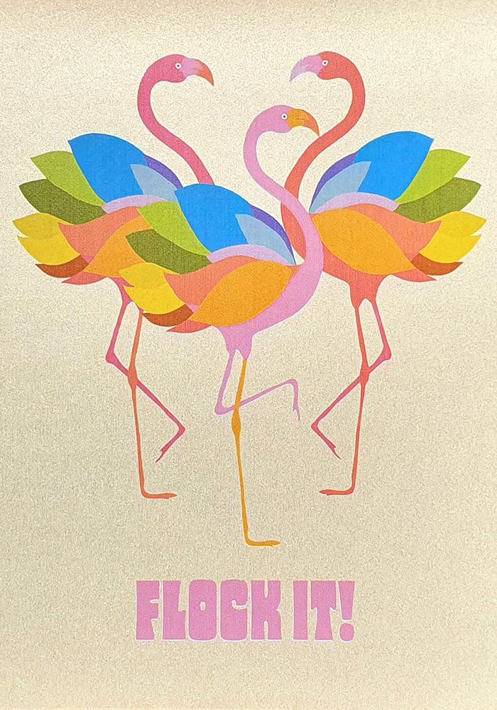 Close up of Flock it greeting card